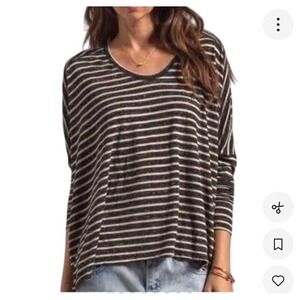 We‎ The Free long sleeve slouchy top Black Tan Medium Oversized